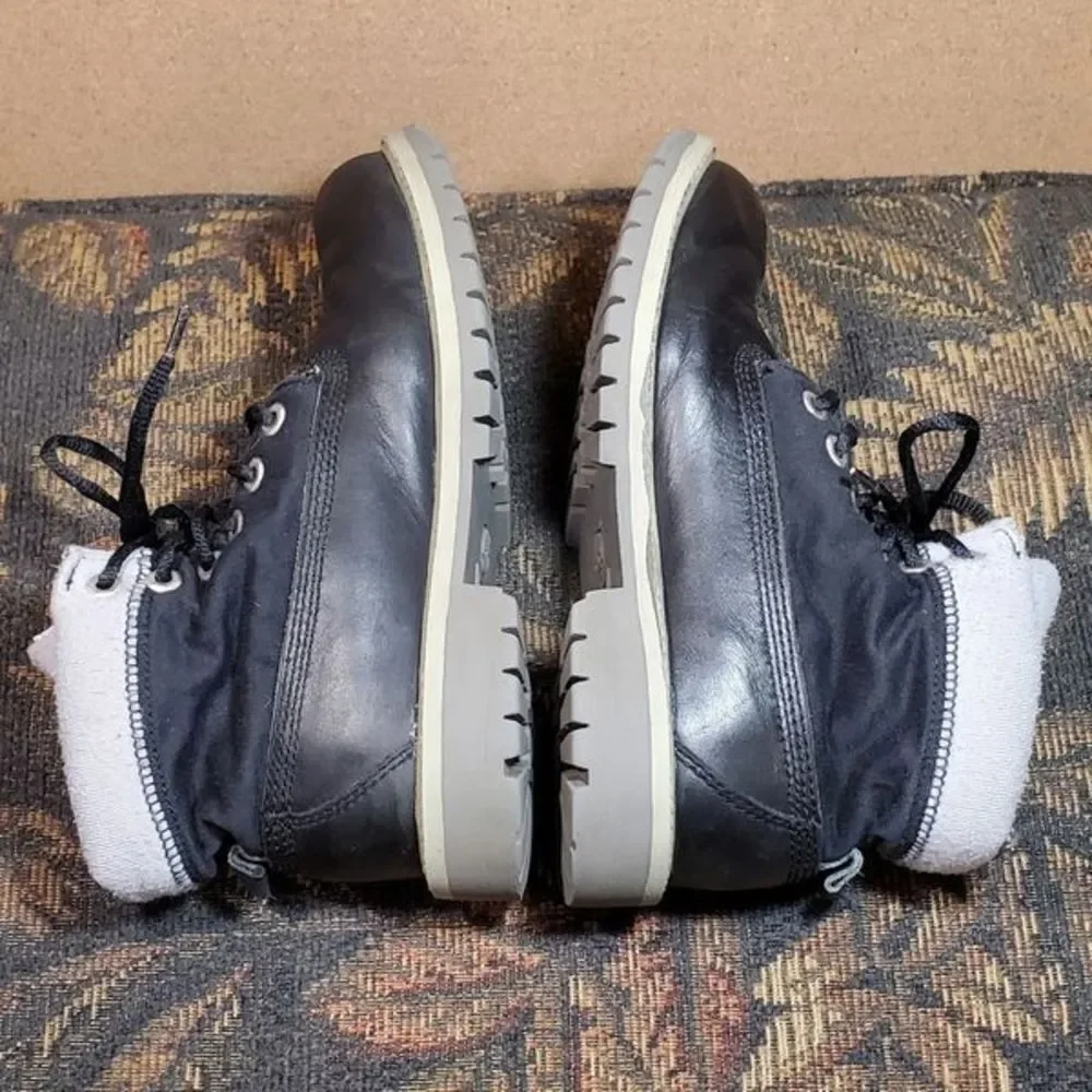 Timberland Roll Top Boys Shoes Boots Thermal Black Winter Size 2.5